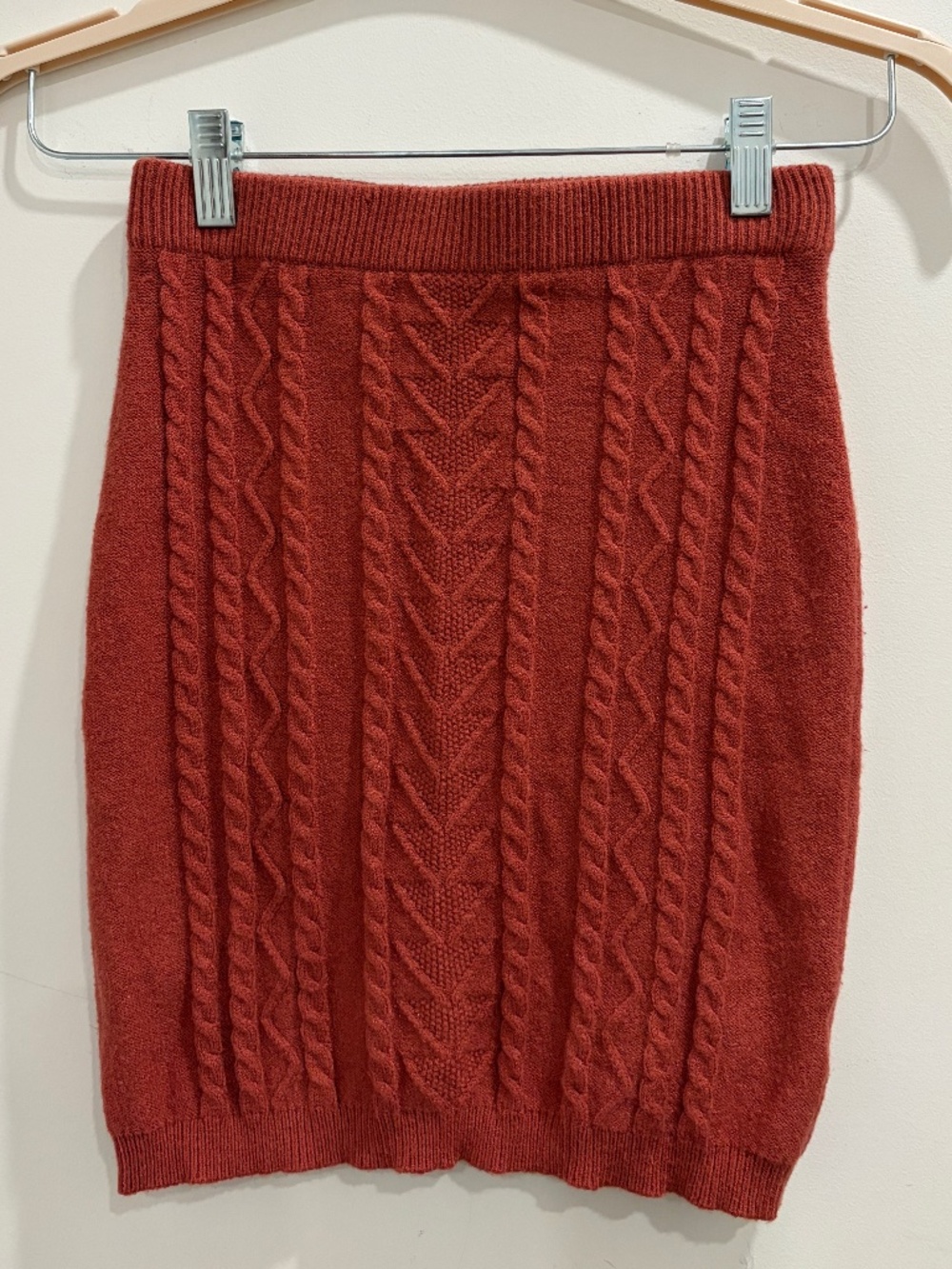 Rust Red Knit Mini Skirt (Size S)